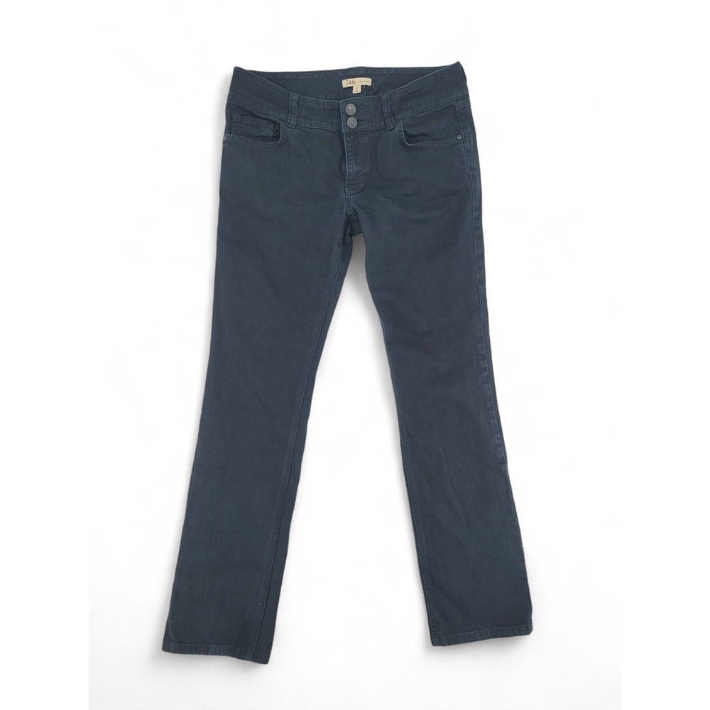 CAbi Womens Size 12 Dark Wash Jeans Straight Leg Stretch Denim Mid Rise Casual